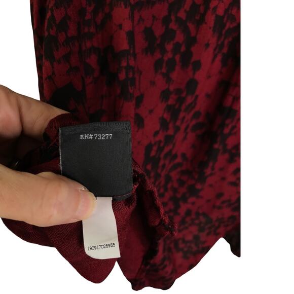 Rock & Republic Blouse Womens Sz XL Red Black Hi Low Long Sleeves Collared Top - Picture 9 of 10